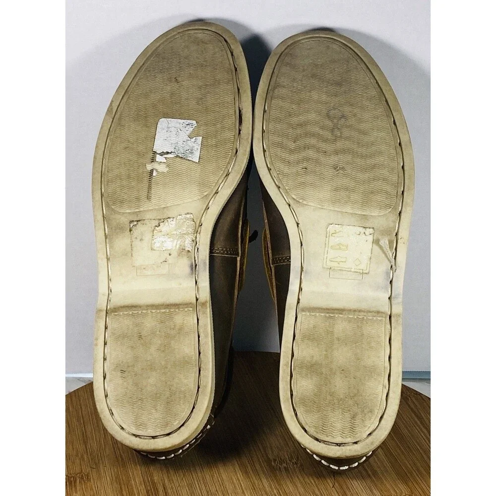 J Crew Shoes Mens Sz 10 Brown Leather Boat Deck Moc Toe Casual Comfort Nautical